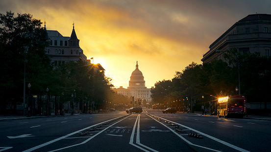 A street leading to the capital building in Washington, DC